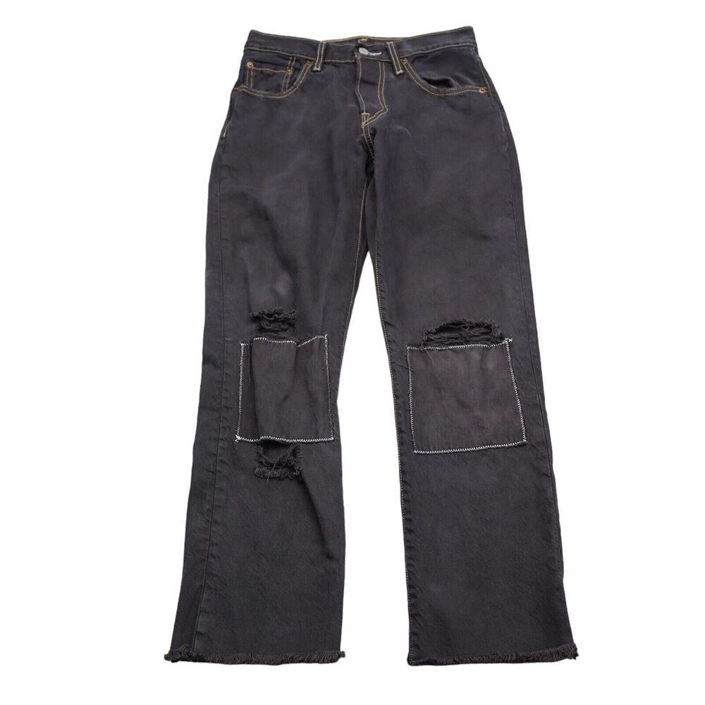 Levi Strauss Co Pants Womens 24 Black Denim Mid Rise Distressed 501 Jeans